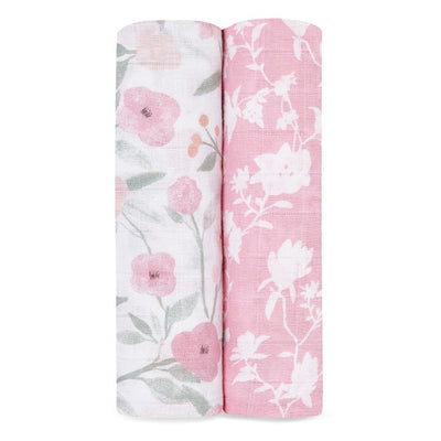 Bambinista-ADEN + ANAIS-Blankets-ADEN + ANAIS Large Swaddles 2 Pack Cotton Muslin Ma Fleur