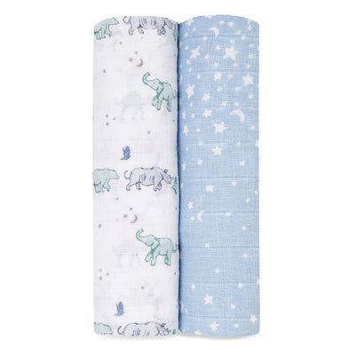 Bambinista-ADEN + ANAIS-Blankets-ADEN + ANAIS Large Swaddles 2 Pack Cotton Muslin Rising Star