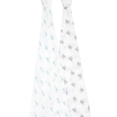 Bambinista-ADEN + ANAIS-Blankets-ADEN + ANAIS Large Swaddles 2 Pack Organic Cotton Muslin Animal Kingdom