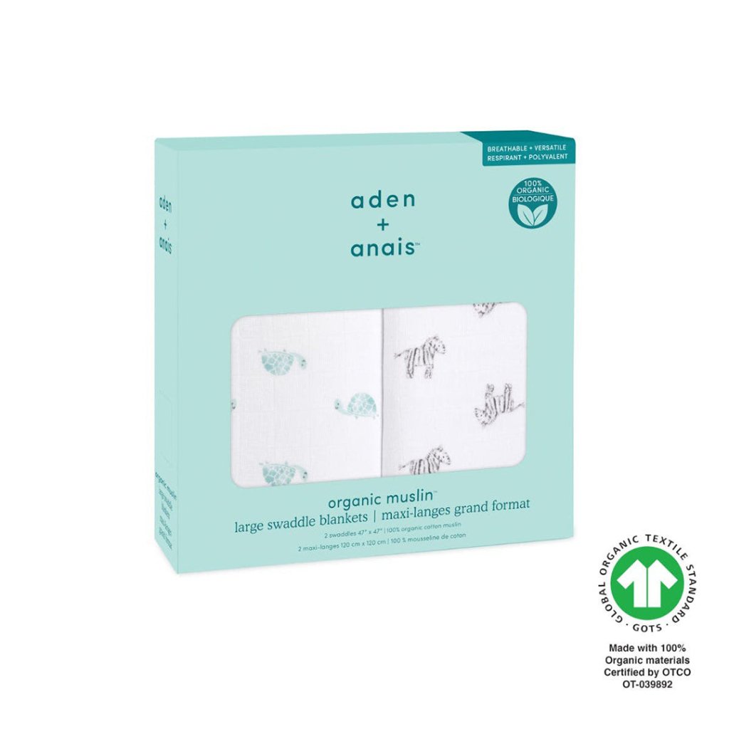 Bambinista-ADEN + ANAIS-Blankets-ADEN + ANAIS Large Swaddles 2 Pack Organic Cotton Muslin Animal Kingdom