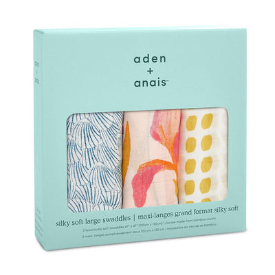 Bambinista-ADEN + ANAIS-Blankets-ADEN + ANAIS Large Swaddles 3 Pack Silky Soft Marine Gardens