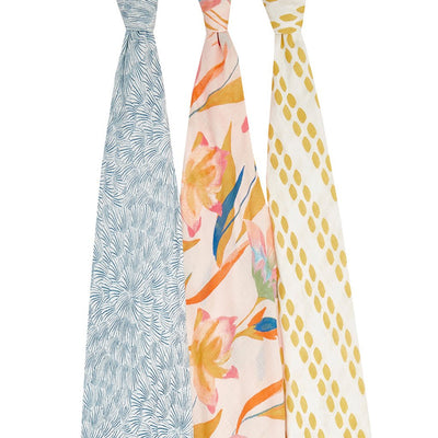 Bambinista-ADEN + ANAIS-Blankets-ADEN + ANAIS Large Swaddles 3 Pack Silky Soft Marine Gardens
