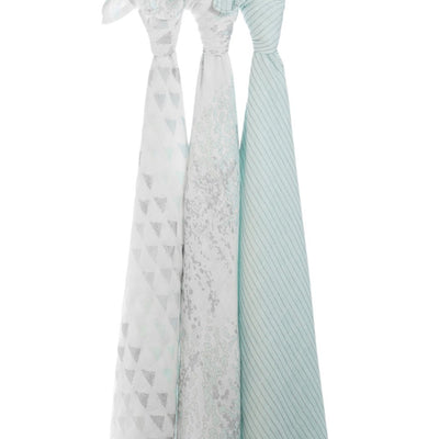 Bambinista-ADEN + ANAIS-Blankets-ADEN + ANAIS Large Swaddles 3 Pack Silky Soft Metallic Skylight Birch