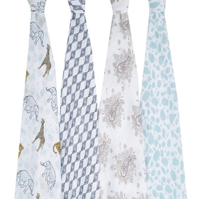 Bambinista-ADEN + ANAIS-Blankets-ADEN + ANAIS Large Swaddles 4 Pack Cotton Muslin Jungle