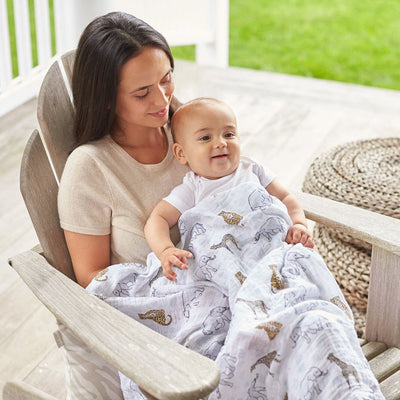 Bambinista-ADEN + ANAIS-Blankets-ADEN + ANAIS Large Swaddles 4 Pack Cotton Muslin Jungle