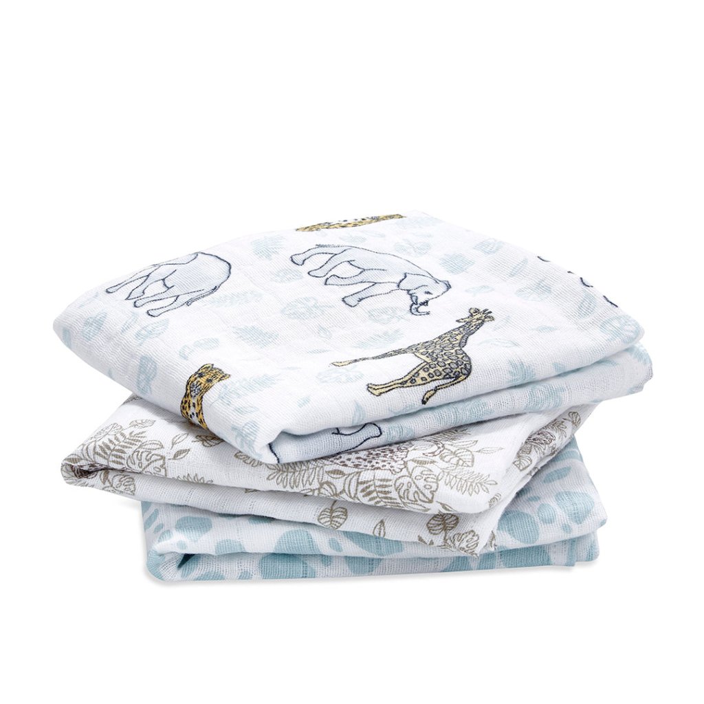 Bambinista-ADEN + ANAIS-Blankets-ADEN + ANAIS Musy Squares 3 Pack Cotton Muslin Jungle