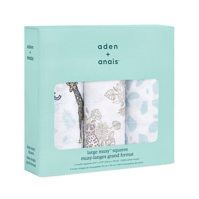 Bambinista-ADEN + ANAIS-Blankets-ADEN + ANAIS Musy Squares 3 Pack Cotton Muslin Jungle