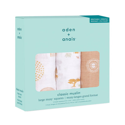 Bambinista-ADEN + ANAIS-Blankets-ADEN + ANAIS Musy Squares 3 Pack Cotton Muslin Keep Rising