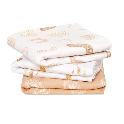Bambinista-ADEN + ANAIS-Blankets-ADEN + ANAIS Musy Squares 3 Pack Cotton Muslin Keep Rising
