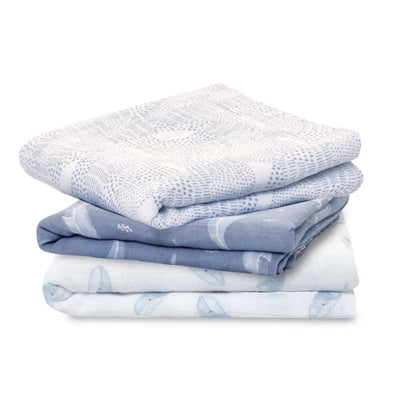 Bambinista-ADEN + ANAIS-Blankets-ADEN + ANAIS Musy Squares 3 Pack Cotton Muslin Oceanic