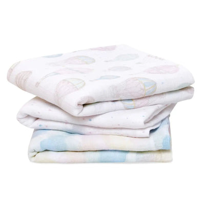 Bambinista-ADEN + ANAIS-Blankets-ADEN + ANAIS Musy Squares 3 Pack Cotton Muslin Oceanic