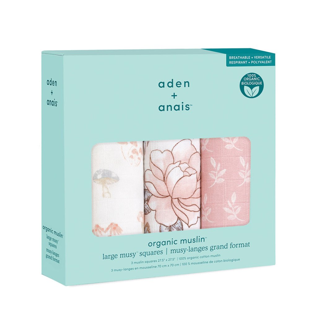 Bambinista-ADEN + ANAIS-Blankets-ADEN + ANAIS Musy Squares 3 Pack Organic Cotton Muslin Earthly