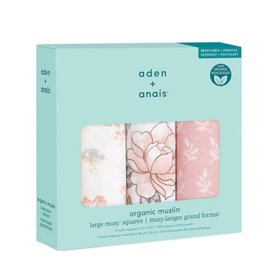 Bambinista-ADEN + ANAIS-Blankets-ADEN + ANAIS Musy Squares 3 Pack Organic Cotton Muslin Earthly