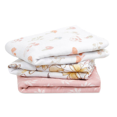 Bambinista-ADEN + ANAIS-Blankets-ADEN + ANAIS Musy Squares 3 Pack Organic Cotton Muslin Earthly