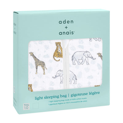 Bambinista-ADEN + ANAIS-Pyjamas-ADEN + ANAIS Outdoors Organic Cotton Light Sleeping Bag 1.0 Tog - Jungle