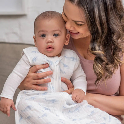 Bambinista-ADEN + ANAIS-Pyjamas-ADEN + ANAIS Outdoors Organic Cotton Light Sleeping Bag 1.0 Tog - Oceanic