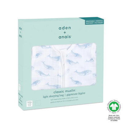 Bambinista-ADEN + ANAIS-Pyjamas-ADEN + ANAIS Outdoors Organic Cotton Light Sleeping Bag 1.0 Tog - Oceanic