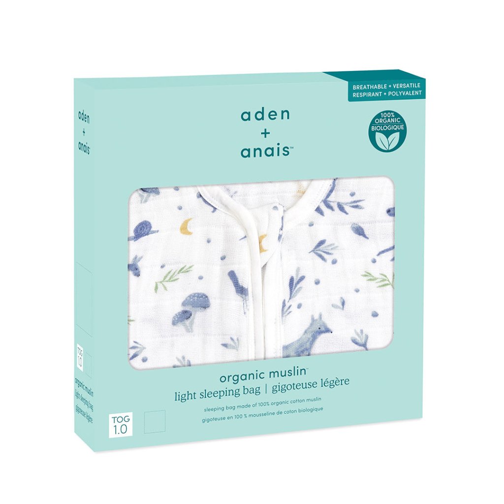 Bambinista-ADEN + ANAIS-Pyjamas-ADEN + ANAIS Outdoors Organic Cotton Light Sleeping Bag 1.0 Tog - Sleepy Forest