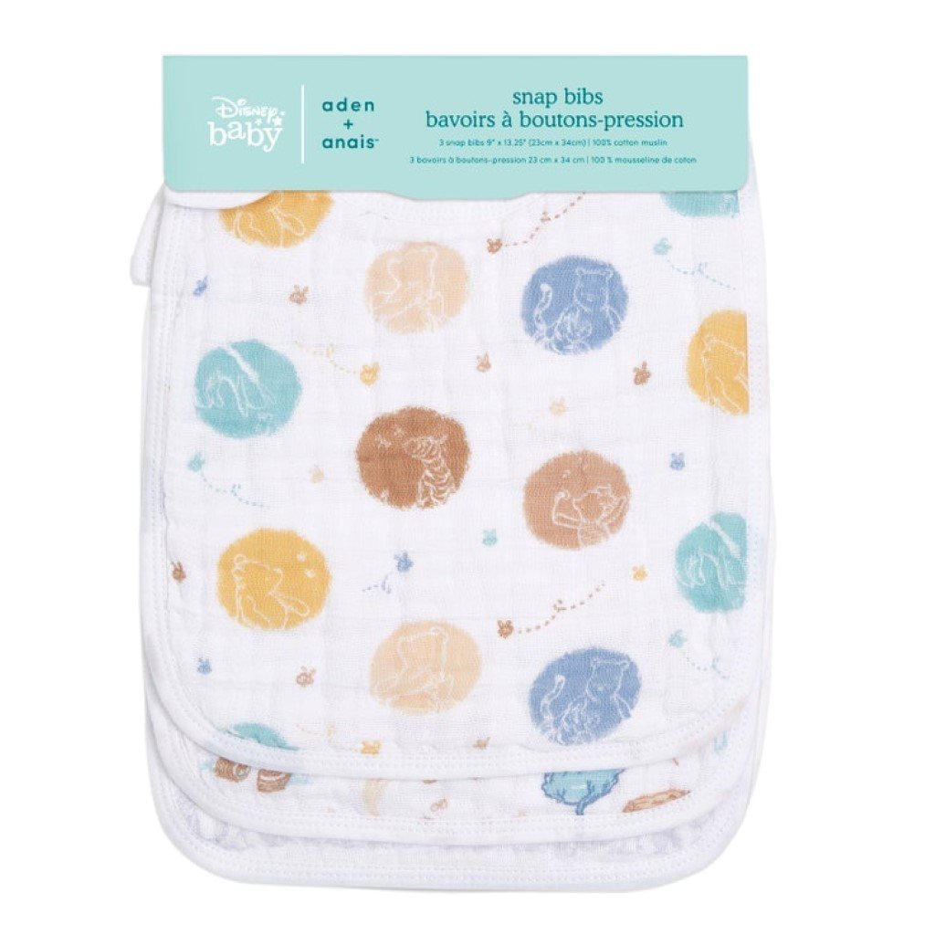 Bambinista-ADEN + ANAIS-Accessories-ADEN + ANAIS Winnie the Pooh in the Woods Cotton Muslin Snap Bibs - 3 Pack