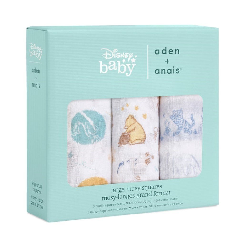 Bambinista-ADEN + ANAIS-Blankets-ADEN + ANAIS Winnie the Pooh in the Woods Cotton Muslin Swaddle - 3 Pack
