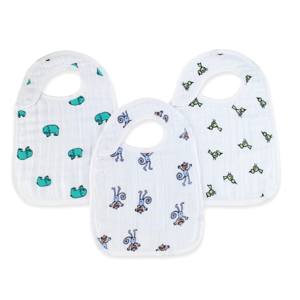 Bambinista-ADEN + ANAIS-Accessories-Cotton Muslin Snap Bibs Jungle Jam - 3 pack