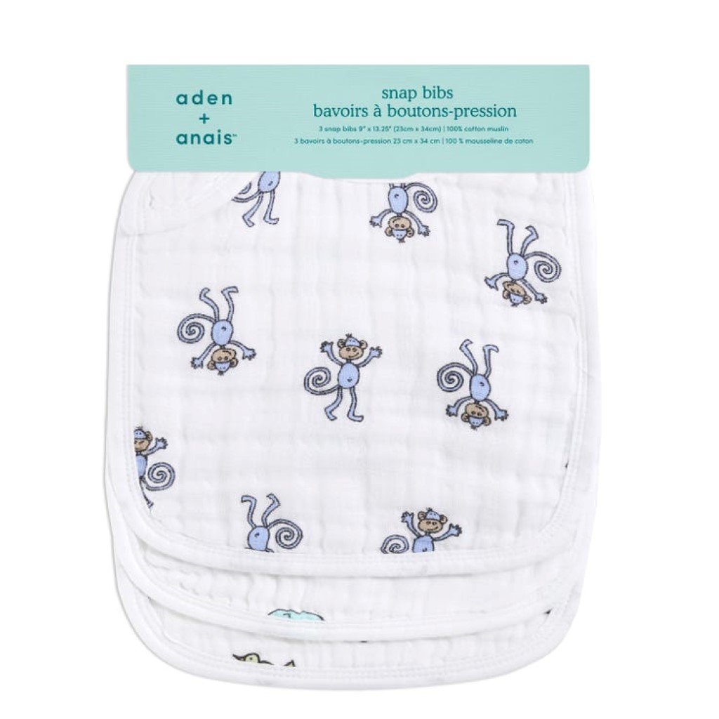 Bambinista-ADEN + ANAIS-Accessories-Cotton Muslin Snap Bibs Jungle Jam - 3 pack