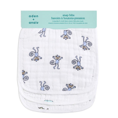 Bambinista-ADEN + ANAIS-Accessories-Cotton Muslin Snap Bibs Jungle Jam - 3 pack