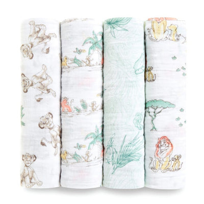 Bambinista-ADEN + ANAIS-Blankets-Cotton Muslin Swaddles 4 pack - The Lion King