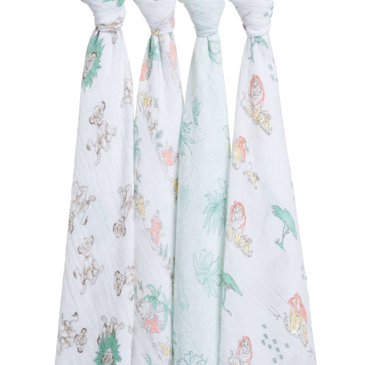Bambinista-ADEN + ANAIS-Blankets-Cotton Muslin Swaddles 4 pack - The Lion King