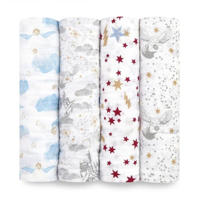 Bambinista-ADEN + ANAIS-Blankets-Cotton Muslin Swaddles Harry Potter™ Iconic - 4 Pack