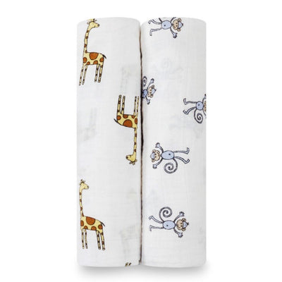 Bambinista-ADEN + ANAIS-Blankets-Cotton Muslin Swaddles Jungle Jam - 2 pack