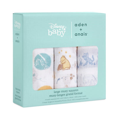 Bambinista-ADEN + ANAIS-Blankets-Winnie the Pooh in the Woods Cotton Muslin Squares - 3 Pack