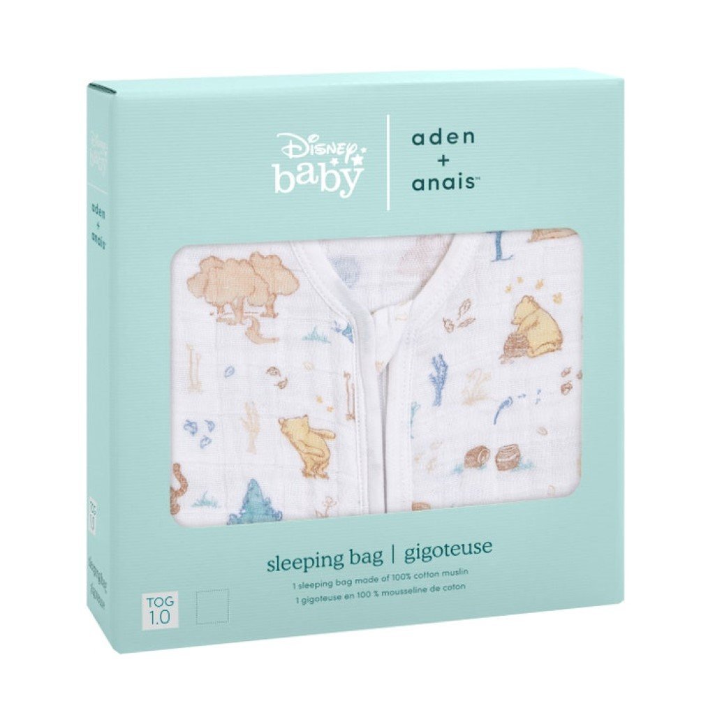 Bambinista-ADEN + ANAIS-Pyjamas-Winnie the Pooh in the Woods Light Sleeping Bag Cotton Muslin 1.0 TOG