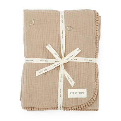 Bambinista-AVERY ROW-Blankets-AVERY ROW Embroidered Muslin Blanket - Mushroom