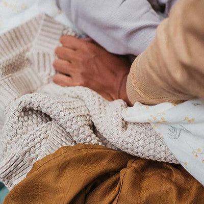 Bambinista-AVERY ROW-Blankets-AVERY ROW Plait Knit Baby Blanket - Oat