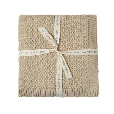 Bambinista-AVERY ROW-Blankets-AVERY ROW Plait Knit Baby Blanket - Oat
