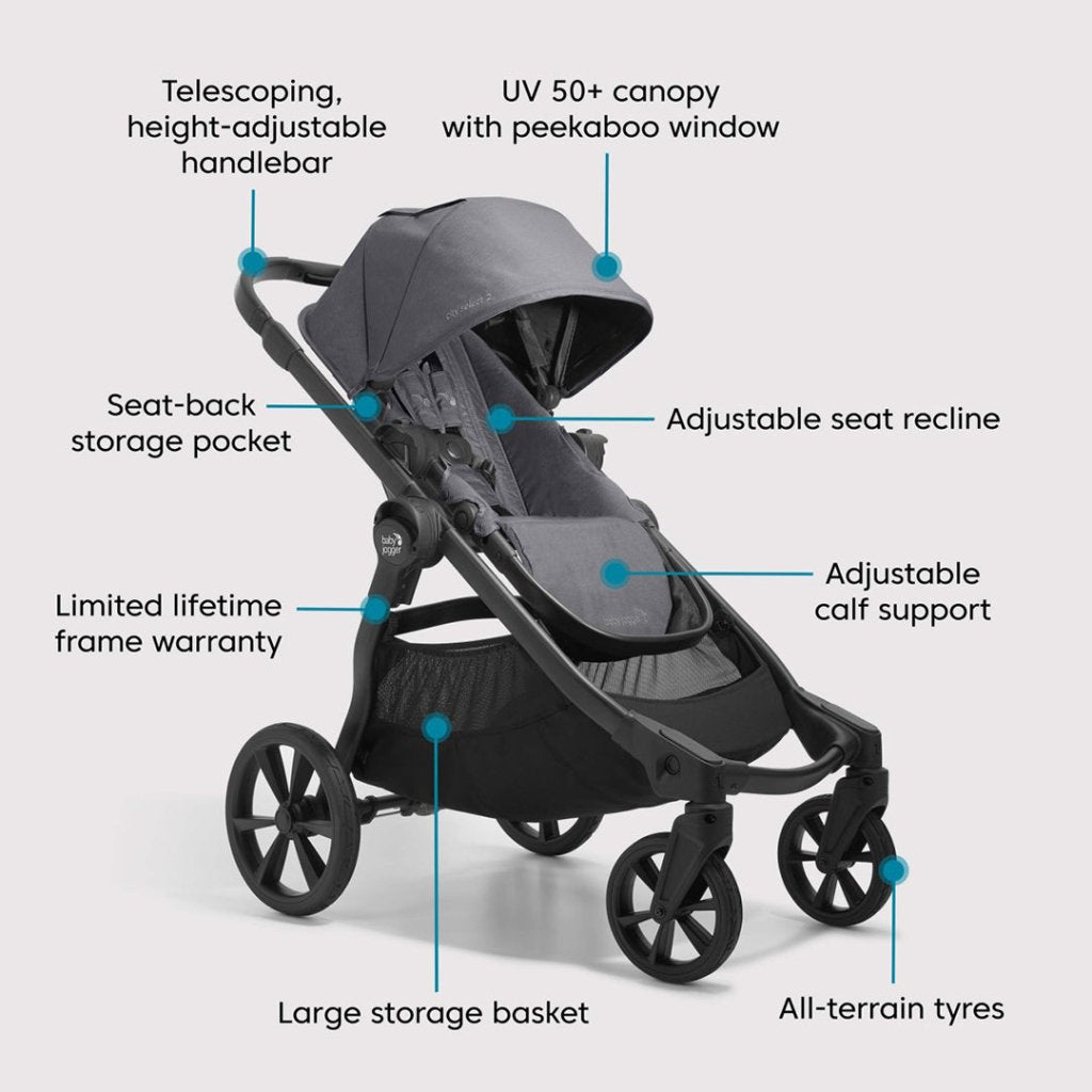 Bambinista-BABY JOGGER-Travel-BABY JOGGER City Select 2 Radiant Slate (Stroller + Cot + Pvc)