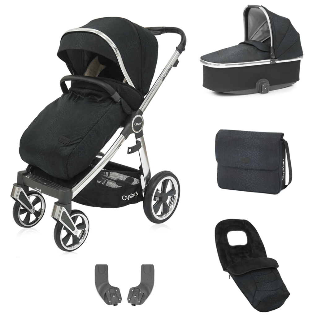 Bambinista-BABY STYLE-Travel-OYSTER 3 LUXX Special Edition Pushchair Bundle - Jurassic Black (Chrome Frame)