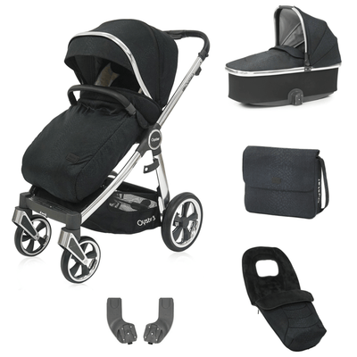 Bambinista-BABY STYLE-Travel-OYSTER 3 LUXX Special Edition Pushchair Bundle - Jurassic Black (Chrome Frame)
