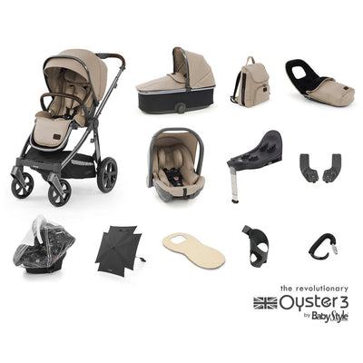 Bambinista-BABY STYLE-Travel-OYSTER 3 Travel System (12 Piece) Ultimate Bundle with Capsule Infant Car Seat (i-Size) - Butterscotch