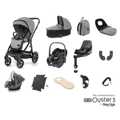 Bambinista-BABY STYLE-Travel-OYSTER 3 Travel System (12 Piece) Ultimate Bundle with Maxi Cosi pebble 360 and FamilyFix Isofix Base - Orion