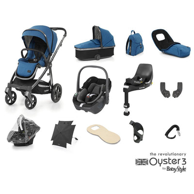 Bambinista-BABY STYLE-Travel-OYSTER 3 Travel System (12 Piece) Ultimate Bundle with MAXICOSI Pebble 360 car seat - Kingfisher