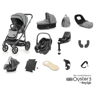 Bambinista-BABY STYLE-Travel-OYSTER 3 Travel System (12 Piece) Ultimate Bundle with MAXICOSI Pebble 360 car seat - Moon