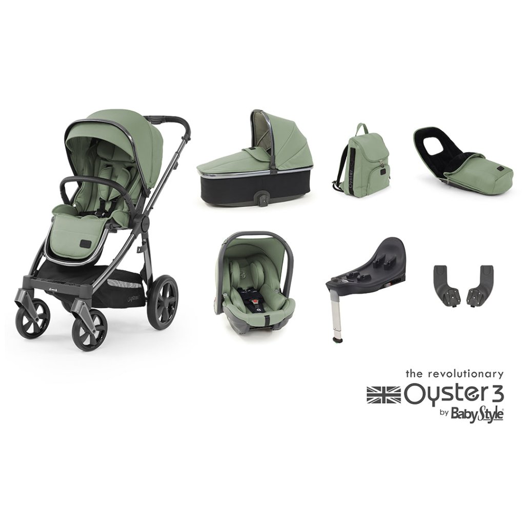 Bambinista-BABY STYLE-Travel-OYSTER 3 Travel System (7 Piece) Luxury Bundle with Capsule Infant Car Seat (i-Size) - Spearmint