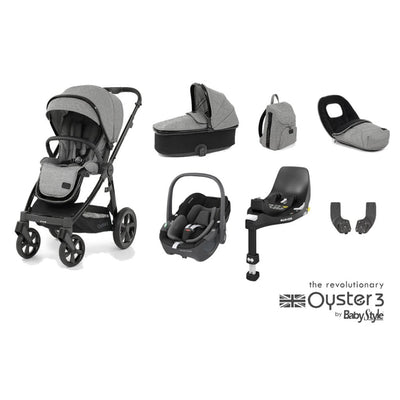 Bambinista-BABY STYLE-Travel-OYSTER 3 Travel System (7 Piece) Luxury Bundle with Maxi Cosi pebble 360 and FamilyFix Isofix Base - Orion