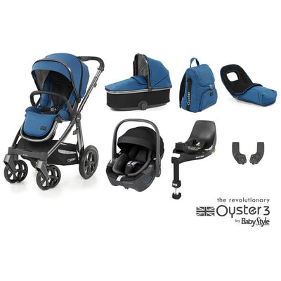 Bambinista-BABY STYLE-Travel-OYSTER 3 Travel System (7 Piece) Luxury Bundle With Maxicosi Pebble 360 Car Seat - Kingfisher
