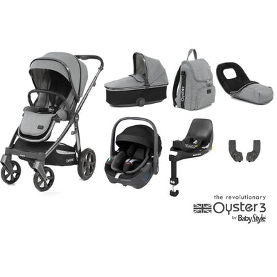 Bambinista-BABY STYLE-Travel-OYSTER 3 Travel System (7 Piece) Luxury Bundle With Maxicosi Pebble 360 Car Seat - Moon