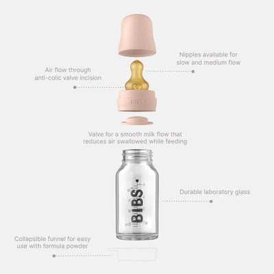 Bambinista-BIBS-Accessories-BIBS Baby Glass Bottle Complete Set Latex Iron - 110ml