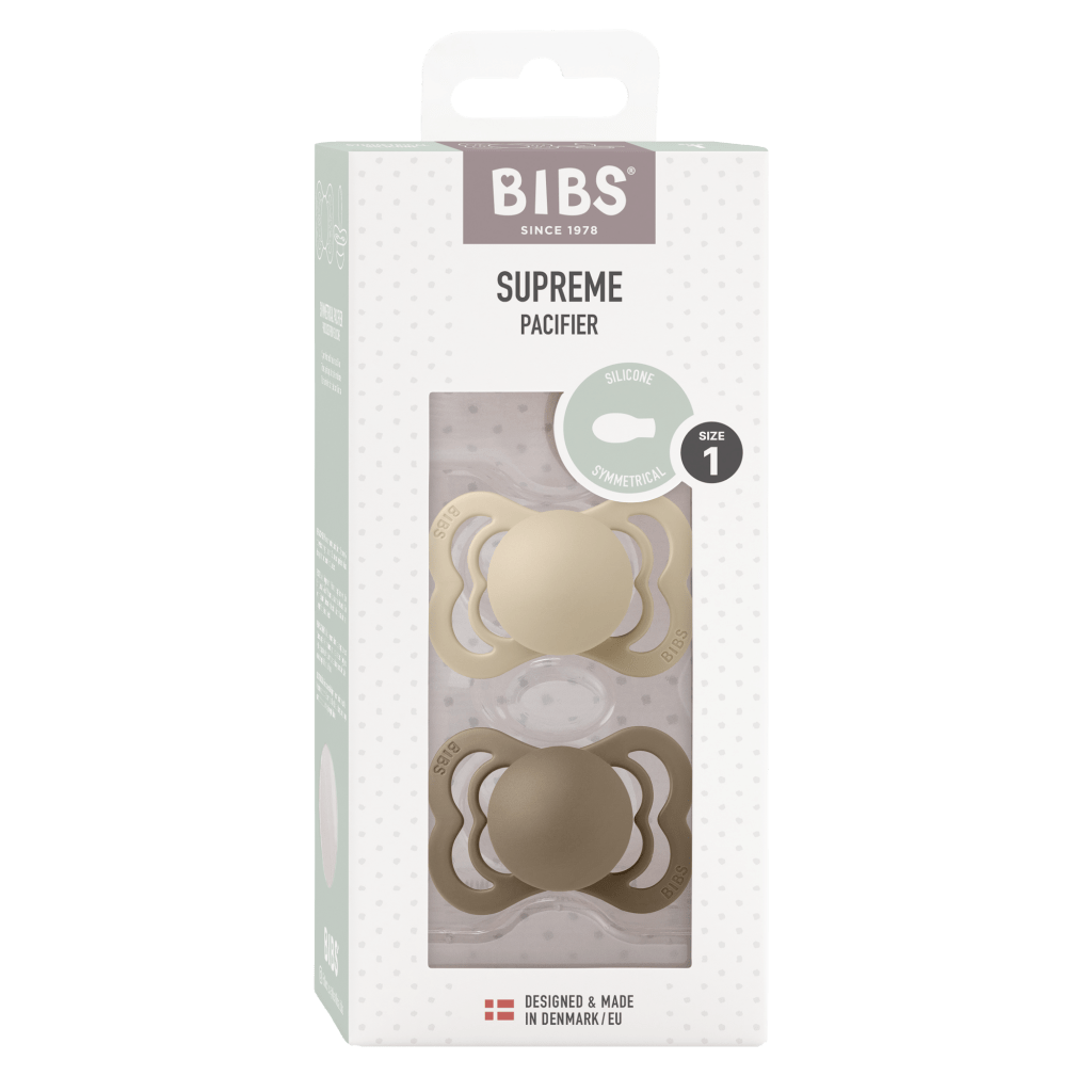 Bambinista-BIBS-Accessories-BIBS Pacifiers / Dummies Supreme 2 Pack Vanilla / Dark Oak - Latex
