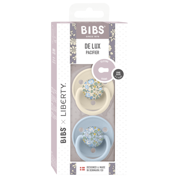 Bambinista-BIBS-Accessories-BIBS X Liberty 2 Pack De Lux Eloise Silicone One Size Baby Blue Mix